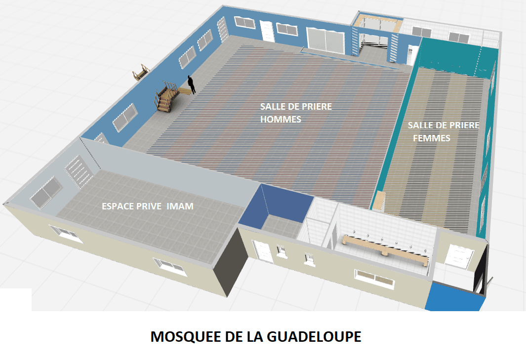 Plan des salles de prière et espace imam