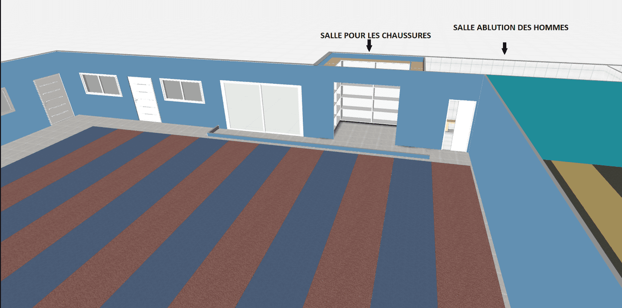 Plan de la salle des chaussures et ablutions